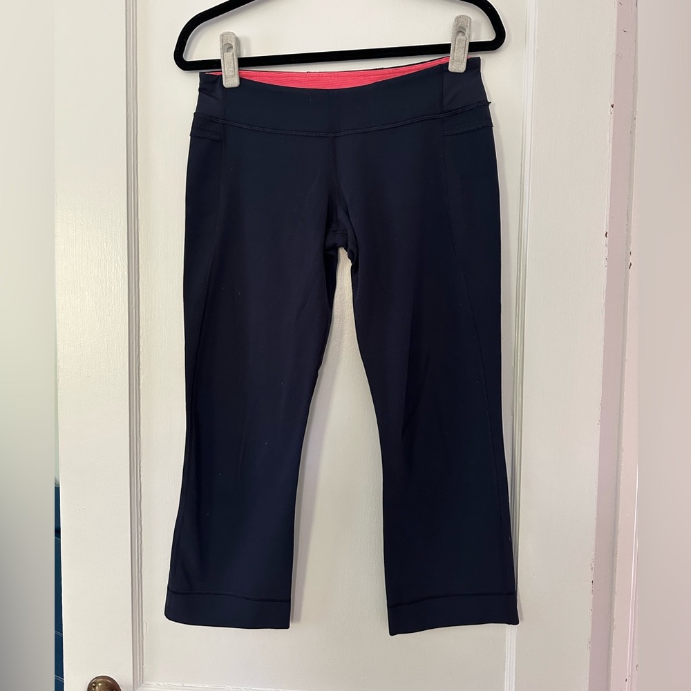 lululemon athletica Navy Blue Leggings with Pink Waistband